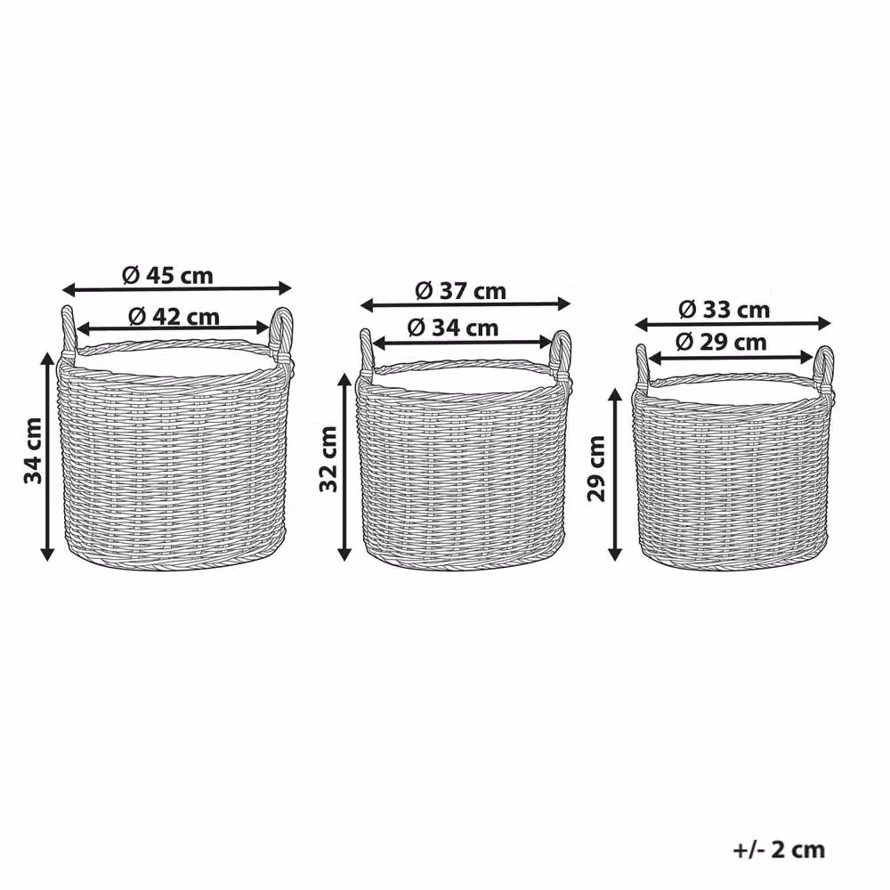 Wyld and Coco Set of 3 Brown Open Weave PE Rattan Round Plant Baskets with Handles – 2