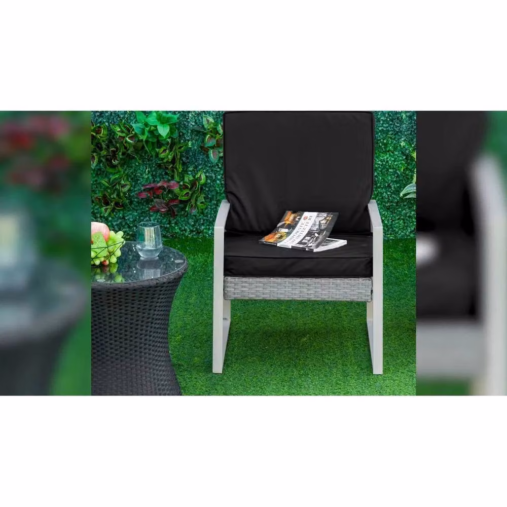 NESTLUNE 2 Piece Seat Cushion and Back Pad Set in Black, W: 120 cm x H: 135 cm – 4