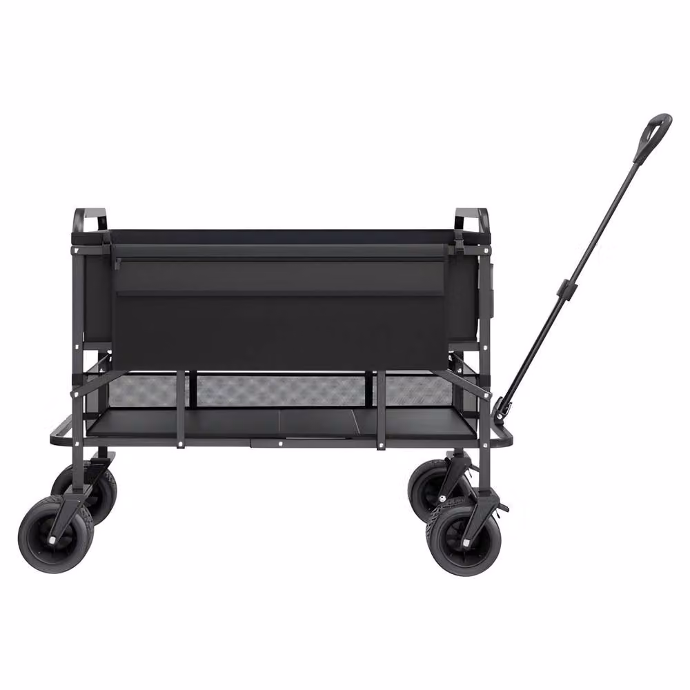 VEVOR Heavy Duty Folding Wagon Cart with All-Terrain Wheels in Black Steel – 7