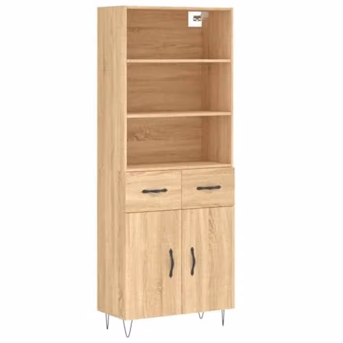 vidaXL Industrial Style Highboard Sideboard in Sonoma Oak with Drawers and Doors