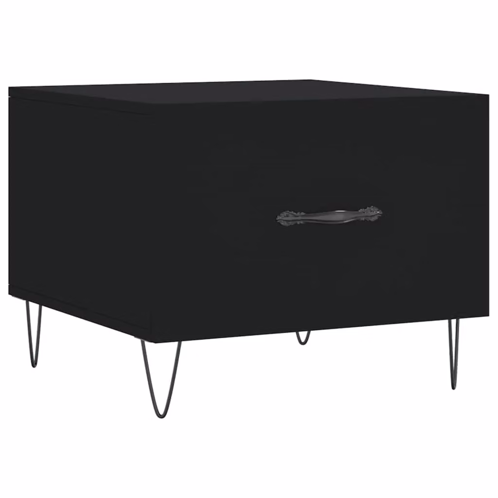 Berkfield Home Modern Black Square Coffee Table in Composite Wood W/D/H: 50 x 50 x 40 cm – 2