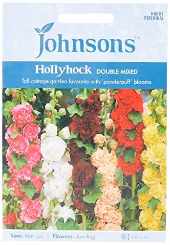 Johnsons Mixed Colour Hollyhock Ornamental Flower Seeds – 1