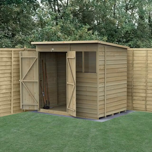 4LIFE Brown Wooden Pent Shed with Double Doors