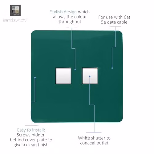 Trendi Switch 2 Gang RJ45 Ethernet LAN Socket in Green – 2