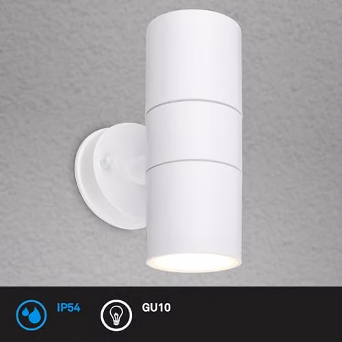 Briloner Modern Up and Down LED Outdoor Wall Light, White, IP54, GU10, H: 16 x W: 11 x D: 7.5 cm – 2