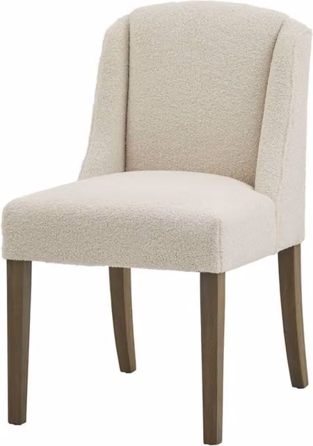 Lemon Pavilion Compton Bouclé Dining Chair in Beige with Wood Frame, W: 52 cm, D: 59 cm, H: 87 cm – 1
