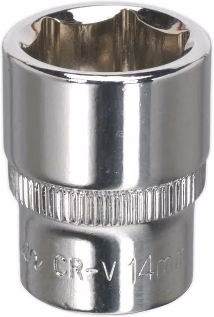 Loops 14mm Forged Steel Drive Socket with 1/4 inch Square Drive in Silver Chrome Vanadium