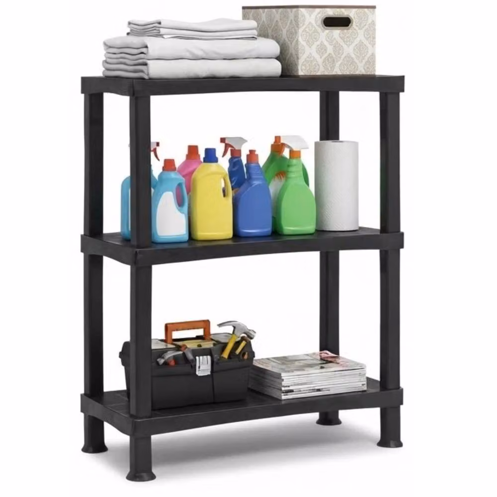 FORGEVIO 3 Tier Black Plastic Storage Shelving Unit – 4