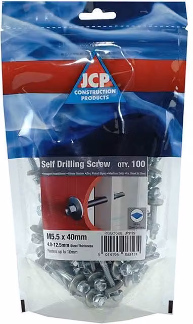 JCP Construction Products Metalfix Self-Drilling Steel Screws, Silver, 500 Pack