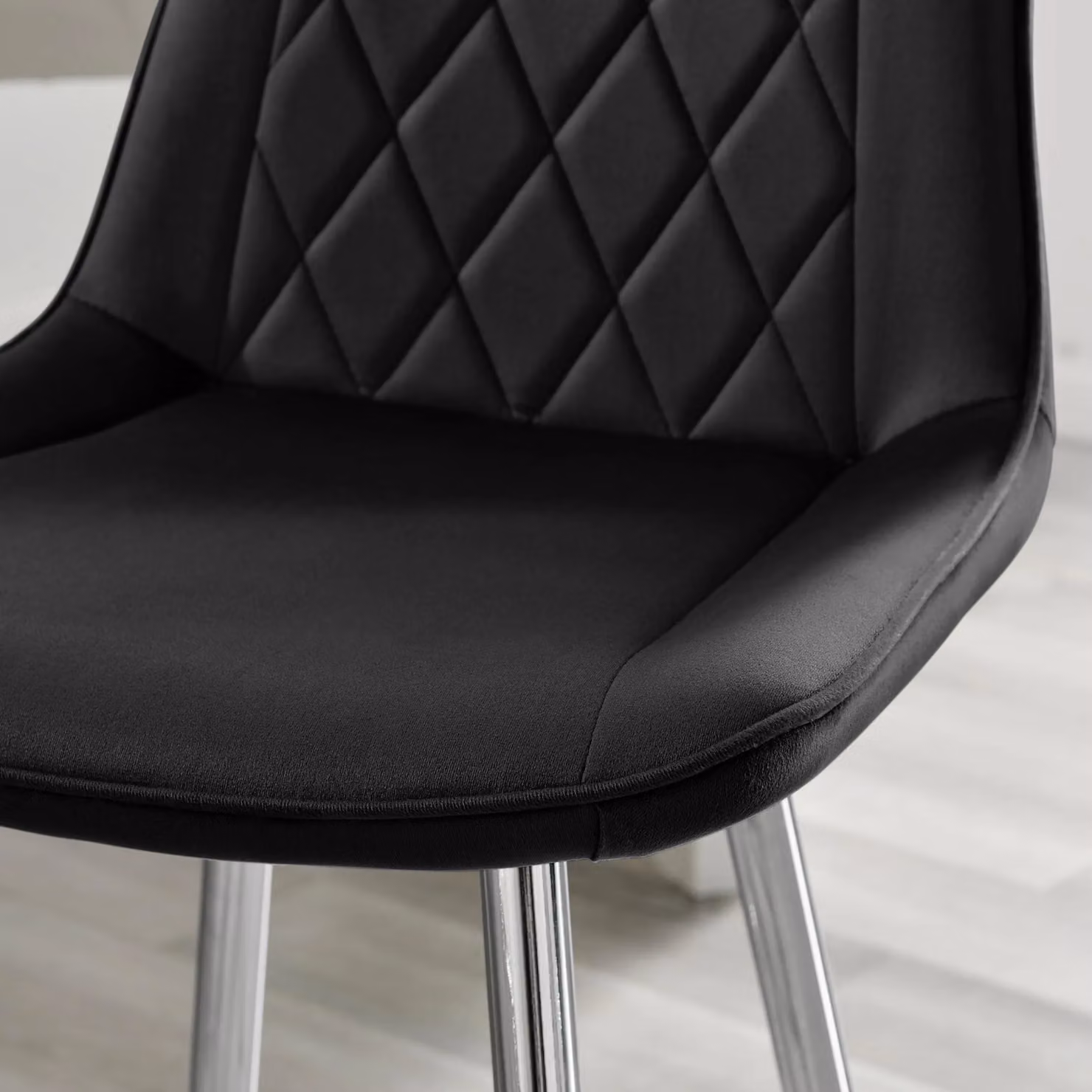 FurnitureboxUK Pesaro Set of 2 Black Velvet Counter Stools with Silver Metal Legs – 3