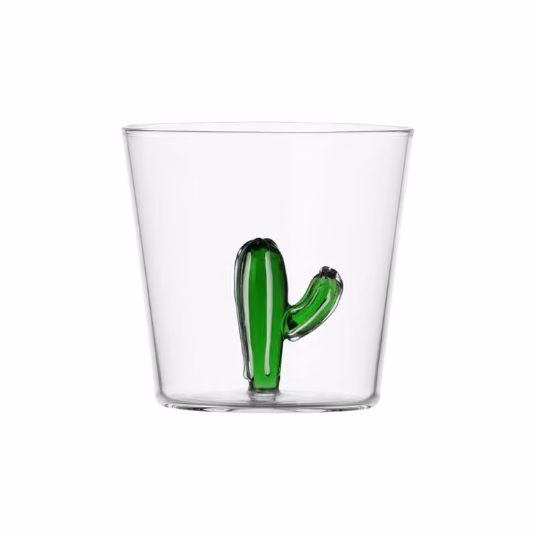 Ichendorf Milano Green Cactus Transparent Glass Tumbler, 350 ml