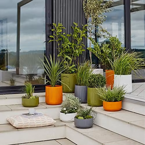 Ivyline Hudson Corrugated Steel Planter Set of Two in Grey, W37 x D37 x H37 cm – 4