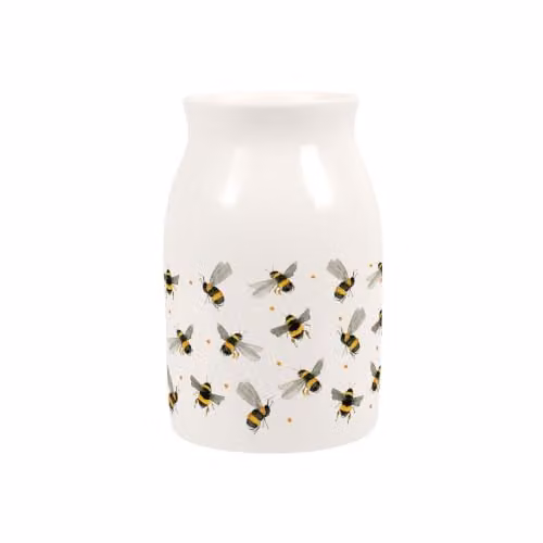 Purely Home Scattered Bees Small Porcelain Vase in White and Multicolour