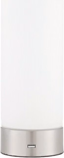 Loops Dimmable Touch Table Lamp in Silver with Frosted Glass Shade and USB Charger