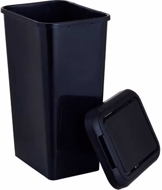 SPETLEK 45 litre black plastic rectangular kitchen bin with touch lid – 1