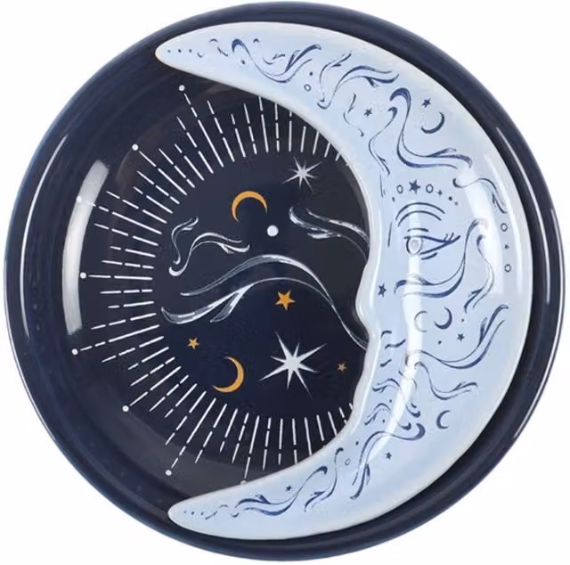 KDMK Moon Stacking Trinket Dish Set Celestial Ceramic Jewelry Tray in Blue