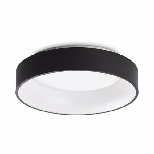 Ideal Lux Ziggy Round LED Semi Flush Ceiling Light, Black, Diameter: 45 cm, 3000K Warm White