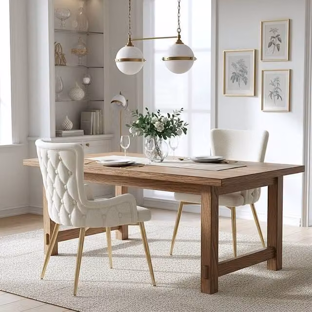 Rolipo Set of 2 Modern Beige Velvet Dining Chairs with Gold Metal Legs – 1