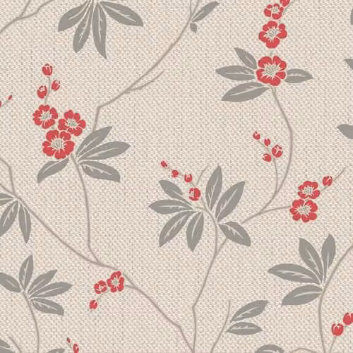 Belgravia Decor Amelie Blossom Beige and Red Floral Botanical Wallpaper