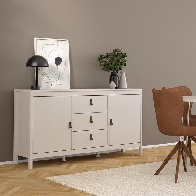 Furniture To Go Barcelona Modern Sideboard with 2 Doors and 3 Drawers in Cashmere Grey and Beige Ash
