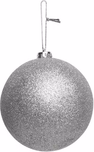 KDMD Silver Glitter Shatterproof Round Christmas Bauble, Diameter: 15 cm