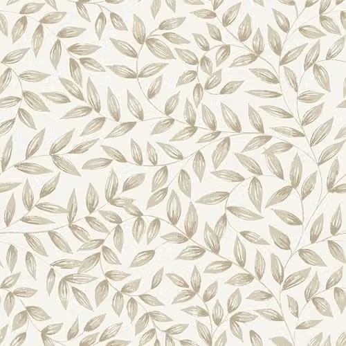Grandeco Jessy Leaf Trail Botanical Floral Textured Wallpaper, Beige