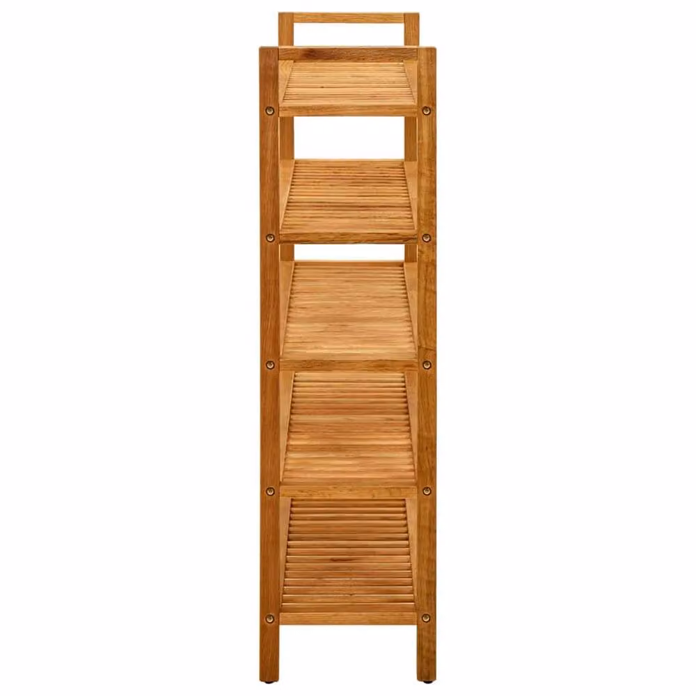 Berkfield Home 5-Shelf Solid Oak Wood Shoe Rack in Brown, W/D/H: 100 x 27 x 100 cm – 2
