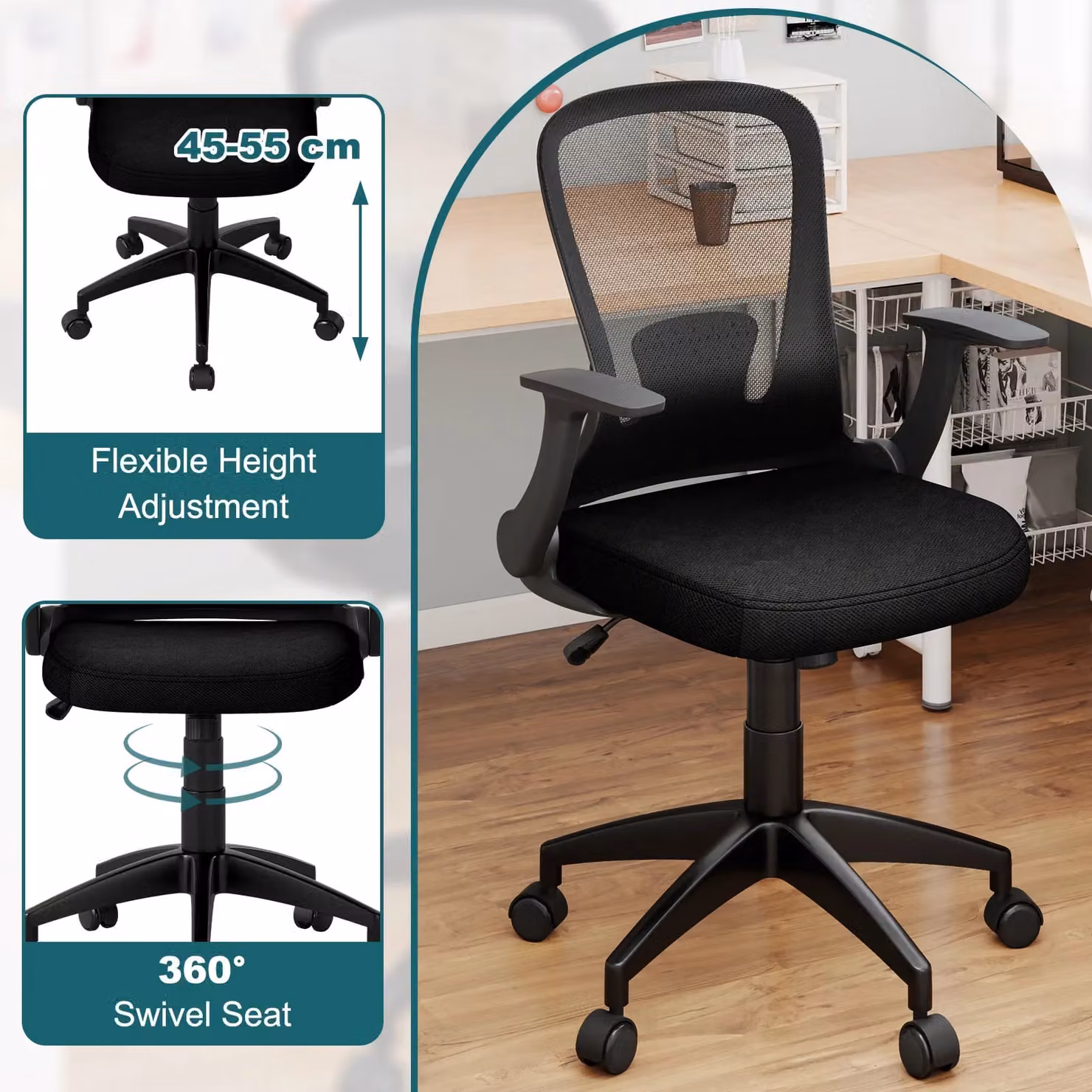 Gymax Ergonomic Mesh Executive Office Chair in Black – 9