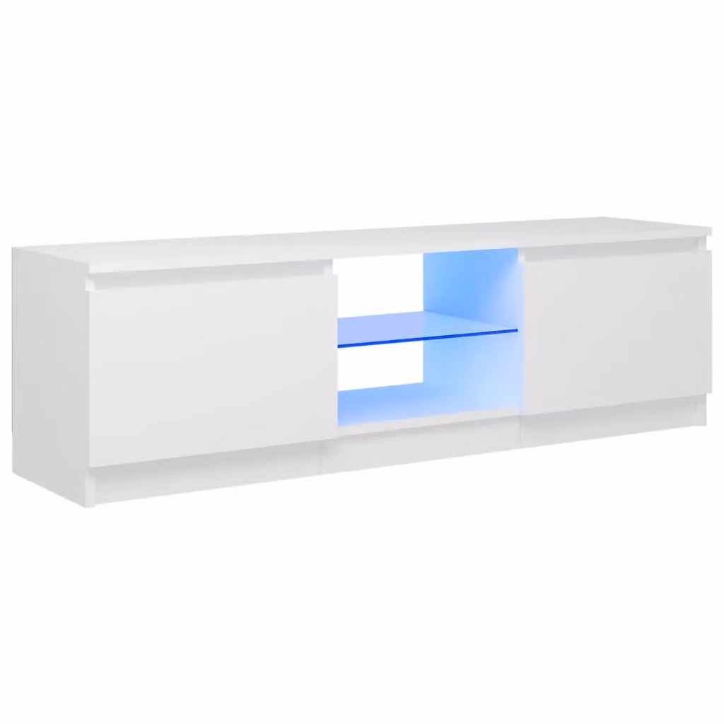 Berkfield Home Modern White Glossy TV Cabinet with Integrated LED Lighting W/D/H: 120 x 30 x 35.5 cm – 2
