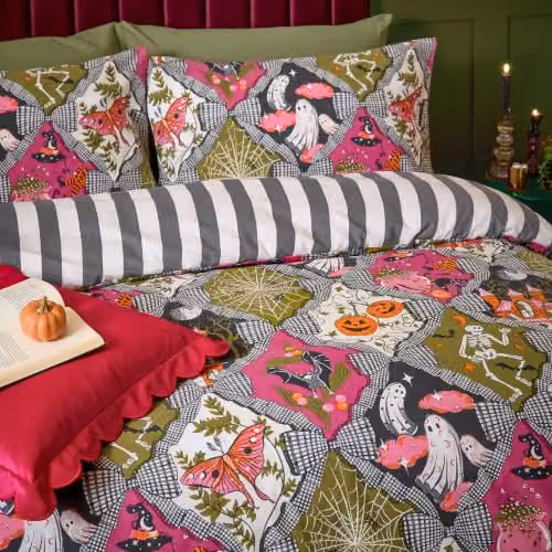 Riva Home Halloween Striped Reversible Duvet Cover Set, Multicolour, W: 180 cm x L: 200 cm – 2