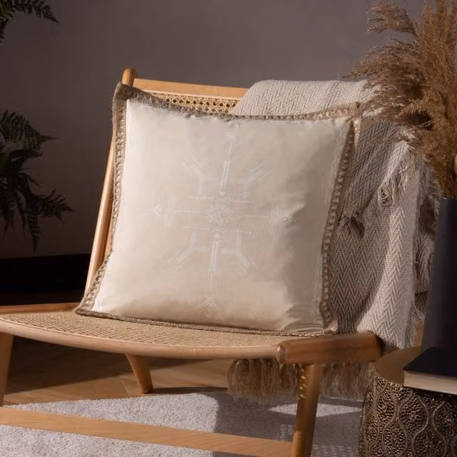 Furn Mini Inka Graphic Geometric Square Cushion in Beige, W/D/H: 45 x 45 x 45 cm – 1