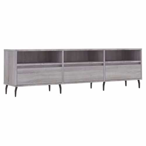 vidaXL Modern Grey Sonoma TV Cabinet in Engineered Wood W/D/H: 150 x 30 x 44.5 cm