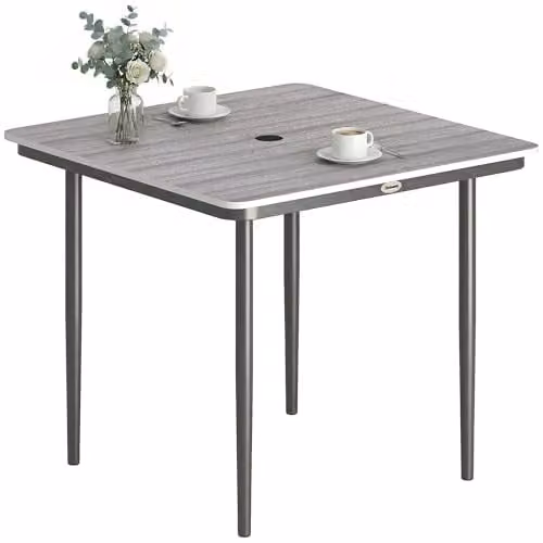 Outsunny Square Garden Dining Table for 4 People, Light Grey, W/D/H: 85 x 85 x 72.5 cm