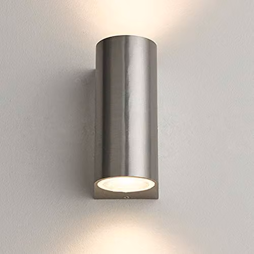 Loops IP44 Outdoor Up & Down Wall Light in Silver Aluminium with Glass, Modern Dimmable GU10 Accent Lamp for Garden and Bathroom – 3