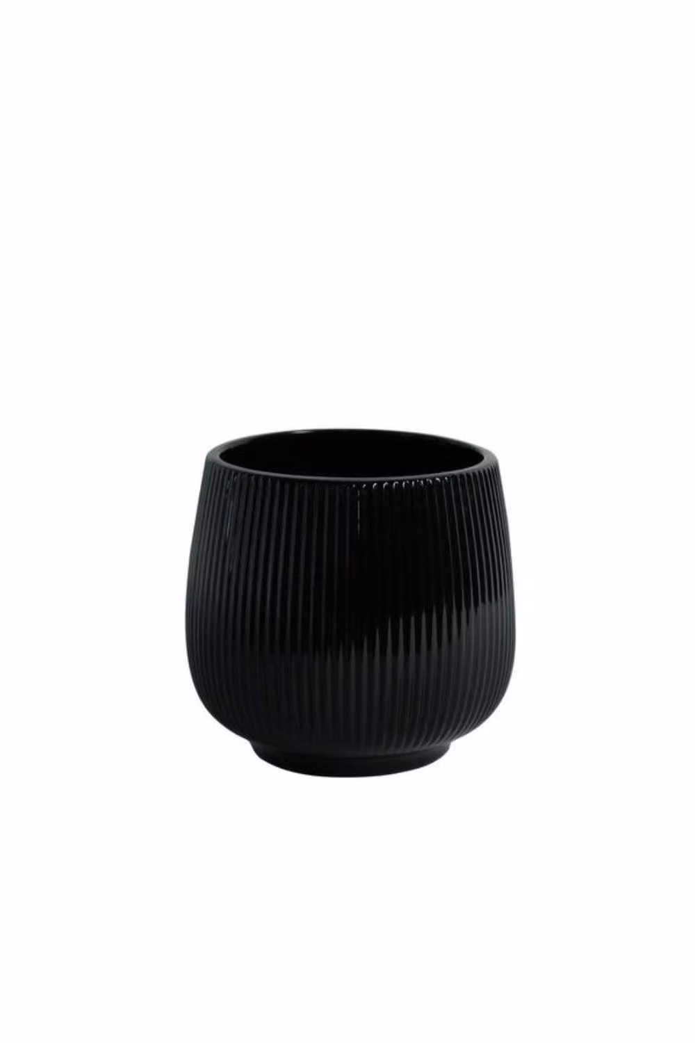 KDMD Hortus Lisbon Glossy Black Ceramic Round Tabletop Pot, 2 Pack, W/D/H: 12.5 x 13 x 14 cm – 2