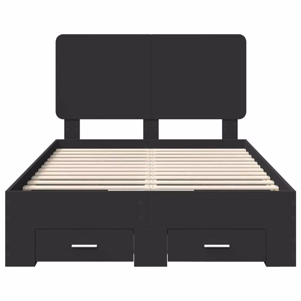 Berkfield Home Modern Black Bed Frame with Headboard and Drawers, W: 135 cm, L: 190 cm, Engineered Wood – 3