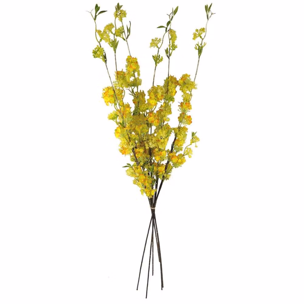 Leaf Pack of 6 Yellow Artificial Blossom Spray Stems, 100 cm – 2