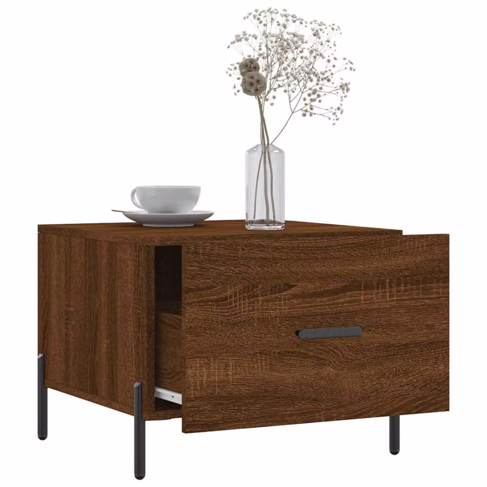 Berkfield Home Set of 2 Modern Square Coffee Tables in Brown Oak, W/D/H: 50 x 50 x 40 cm – 3