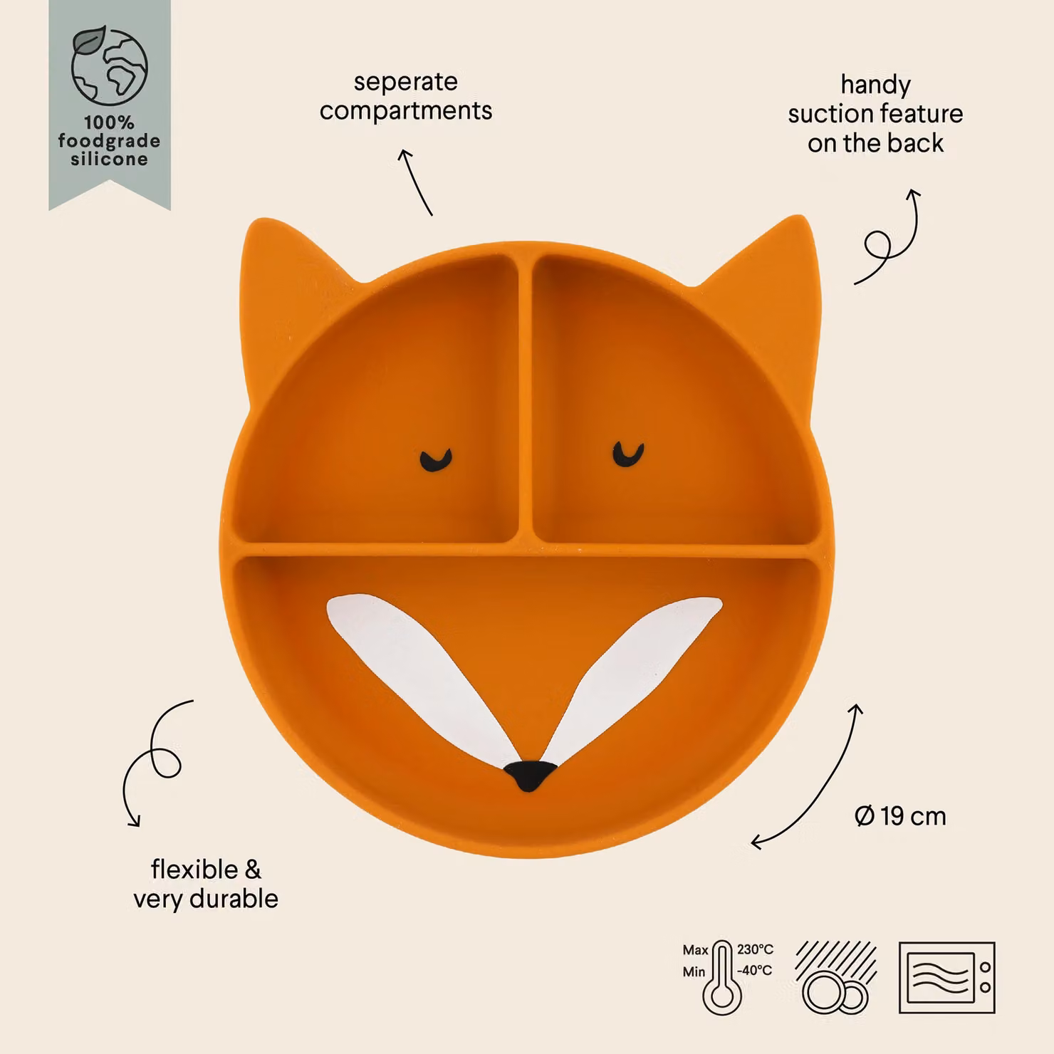 Trixie Silicone Divided Suction Plate in Orange for Babies – 2