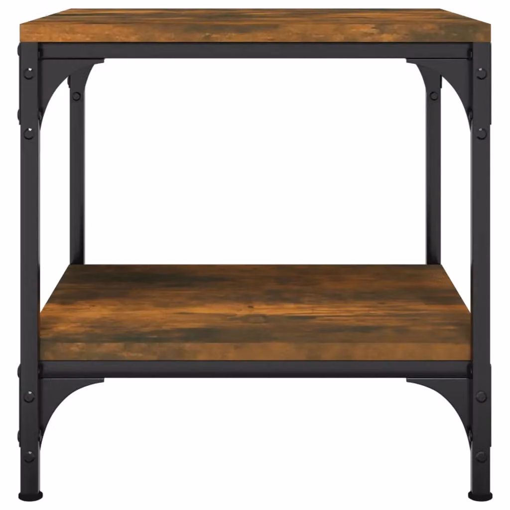 Berkfield Home Set of 2 Smoked Oak Side Tables in Brown, W/D/H: 40 x 40 x 40 cm – 5