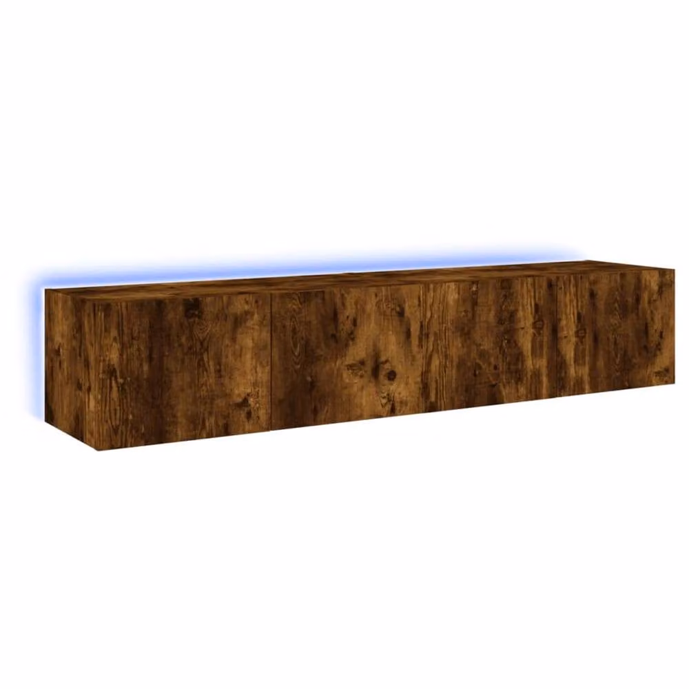 Berkfield Home Set of 2 Modern TV Wall Cabinets with LED Lights in Smoked Oak Brown, W/D/H: 80 x 35 x 31 cm – 3