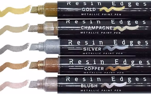 Just4youonlineUK Metallic Paint Pen Set for Resin and Plastic in Gold, Silver and Multicolour