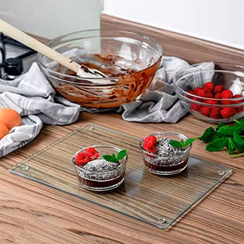 Harbour Housewares 12pc Transparent Glass Placemats and Coasters Set, W: 30 cm, D: 20 cm – 2