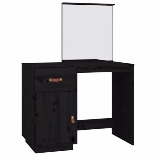 vidaXL Black Solid Wood Pine Dressing Table W/D/H: 95 x 50 x 134 cm