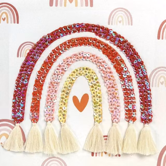 Syntego Rainbow with Tassels Sequin Embroidery Wall Art Kit, Multicolour