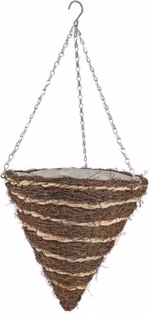 KDMD Round Cone Reeth Hanging Basket Planter, Brown, Diameter: 35.56 cm