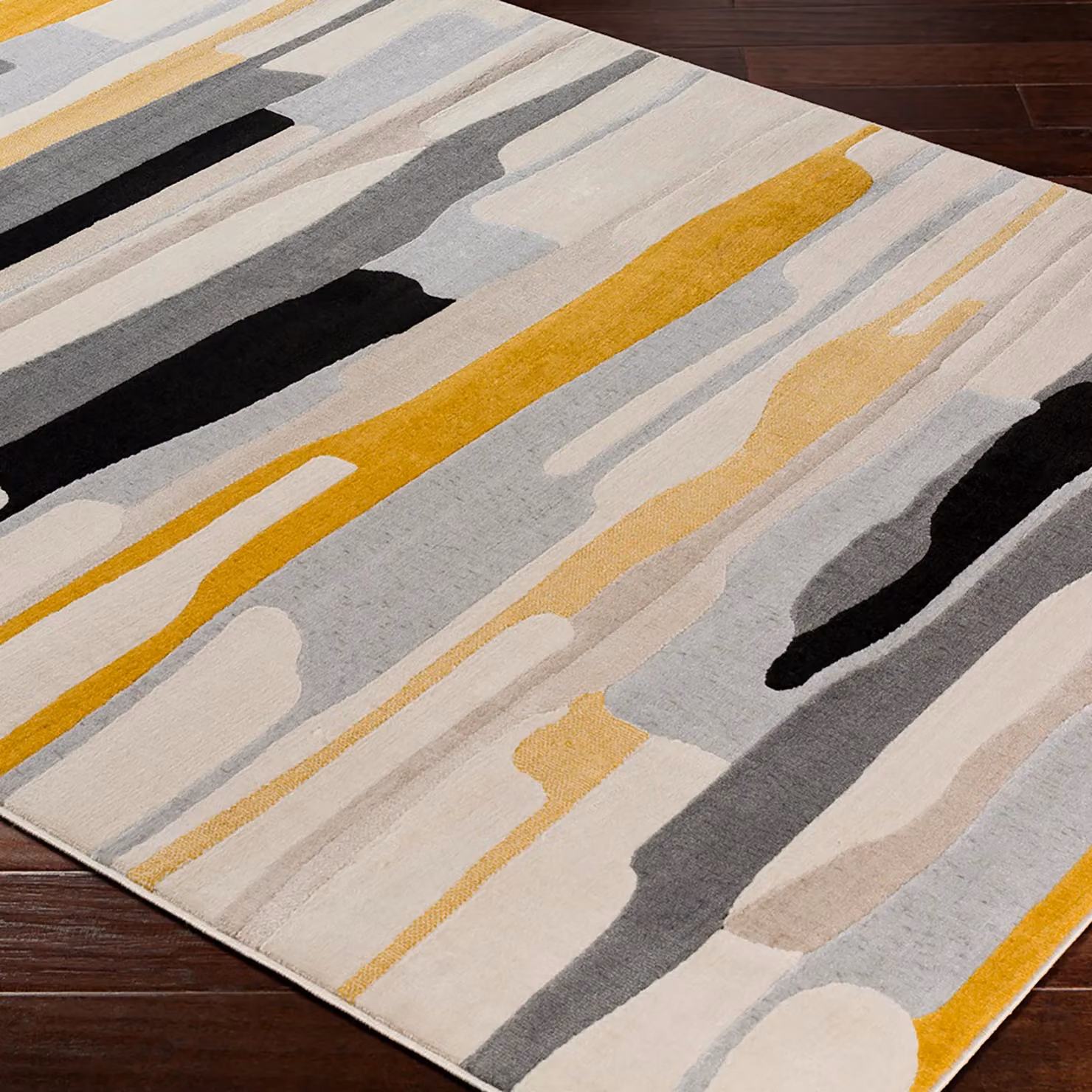 Livabliss Modern Abstract Mustard Rug in Orange, Yellow and Grey, W: 200 cm, D: 275 cm – 4