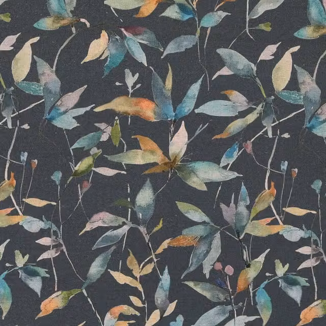 Terrys Bellagio Ardesia Classic Floral Cotton and Linen Fabric in Grey and Black
