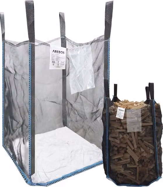 AREBOS Black Fabric and Mesh Wood Firewood Bag, 12.6kg