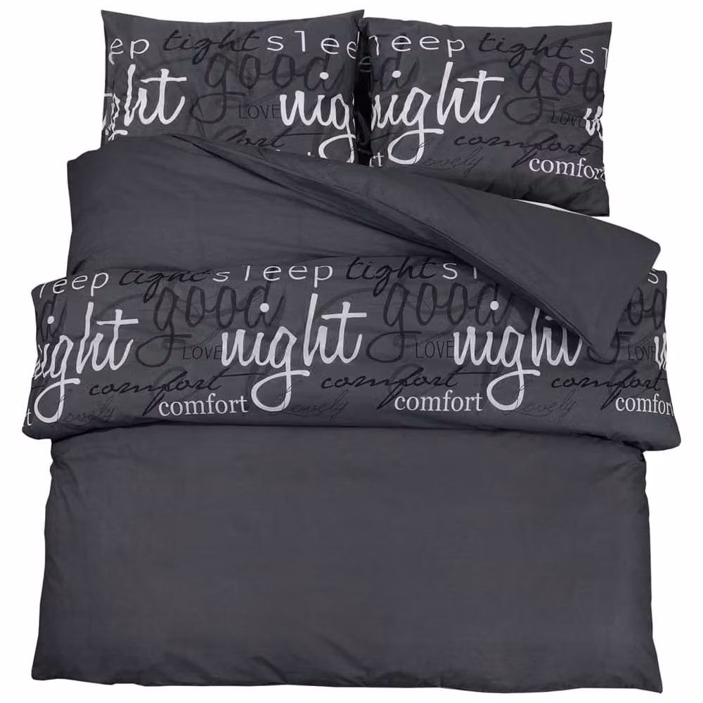 Berkfield Home Elegant Cotton Duvet Cover and Pillowcase Set in Black and Anthracite, W/D/H: 260 x 220 cm and 50 x 75 cm – 2